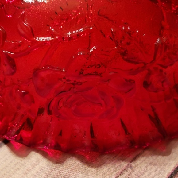 Vintage Red Rose bowl L E Smith co - Picture 7 of 8